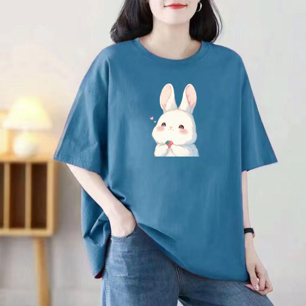 Loose Cotton Short-sleeved T-shirt Ladies Summer New Blouse Women Round Neck