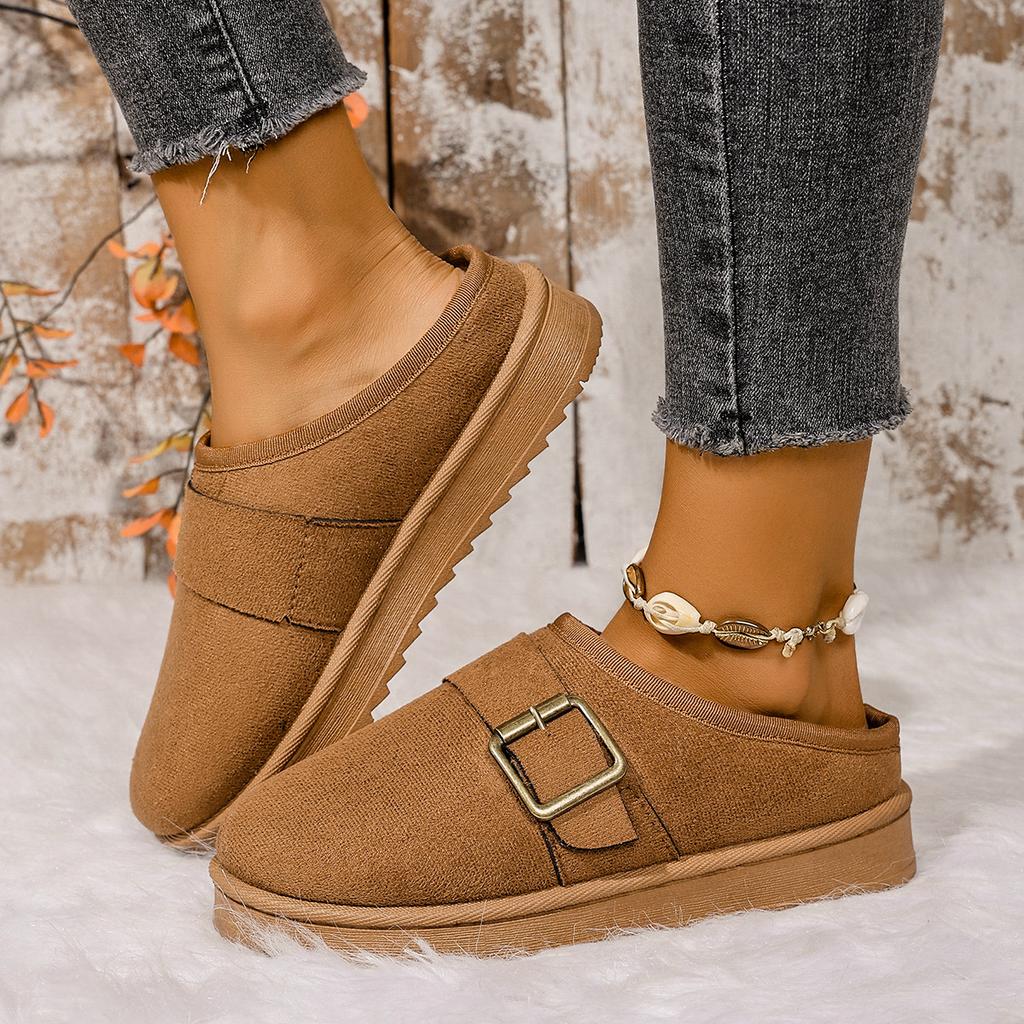 Pantufas de Algodão Femininas - Pantufas Quentes Forradas Antiderrapantes Acolchoamento Macio e Elástico Sapatos Confortáveis para Interior/Exterior