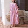 Woman Summer Personality Embroidery O-Neck Three Quarter A-Line Dress Niche Casual Vintage Dress