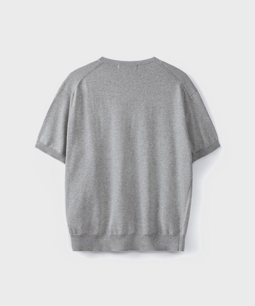 Beulaendideu Solid V-Neck Half Knit [Melange Gray]