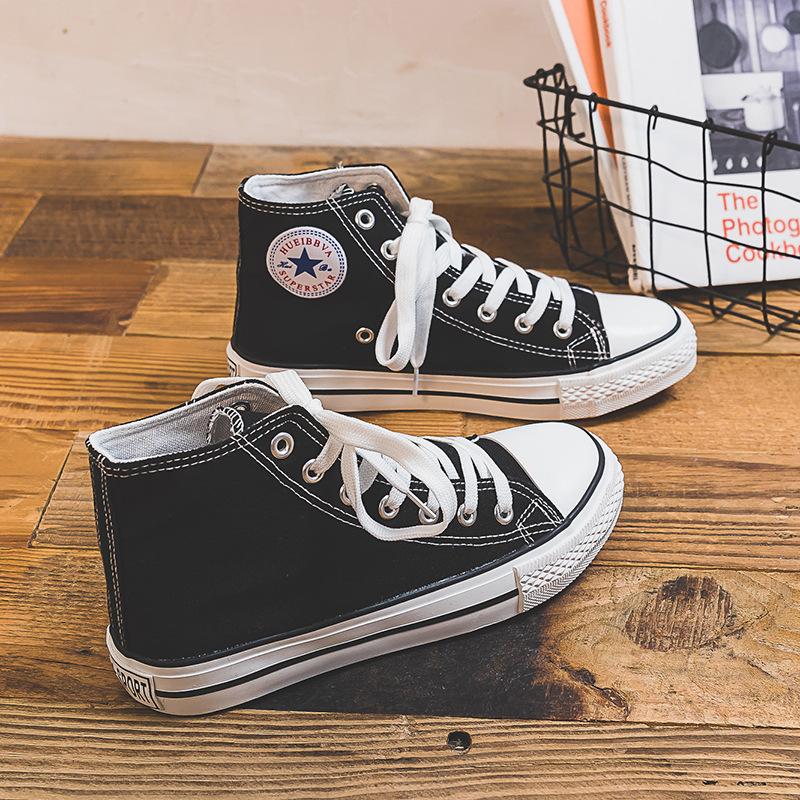 High-top Canvas Shoes Women's 2025 Spring and Autumn New Student Korean Version Ulzzang Tide Harajuku Retro Ins Board Shoes