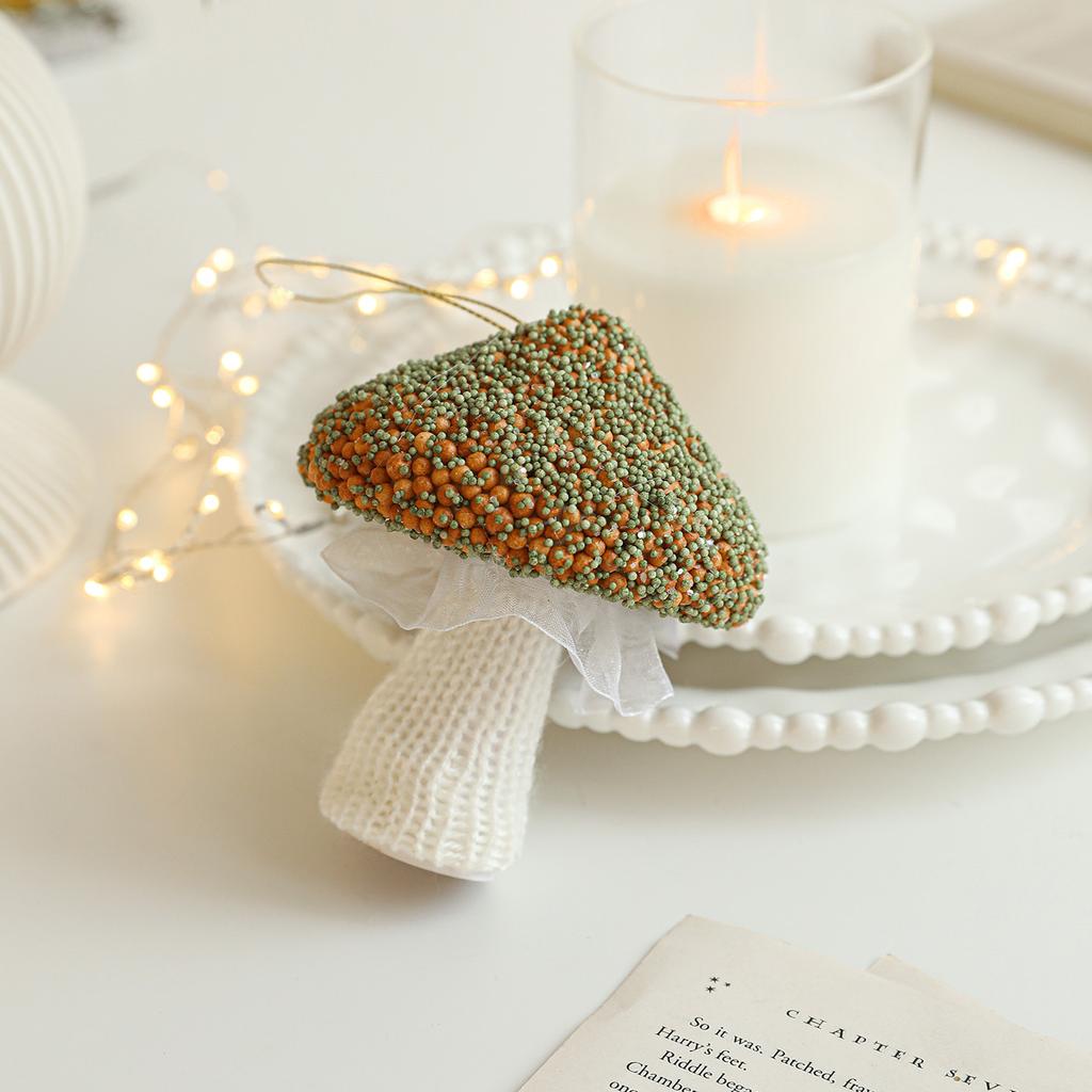 Champagne-colored Foam Christmas Hanging Ornaments Glitter-Coated Fabric-Covered Christmas Tree Decorations