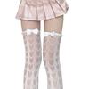 Women's Mesh Lace Long Stockings with Romantics Heart Detail And Ruffle Trim Bows Accent For Daily Wear Party Outfits