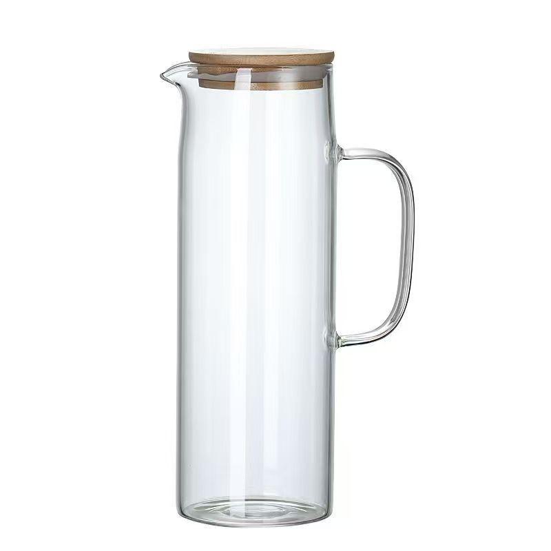 Glass Pitcher with Lid, Heat Resistant Glass Water Carafe with Handle for Fridge, Pitcher for Iced Tea Milk, Hot and Cold 1000ml