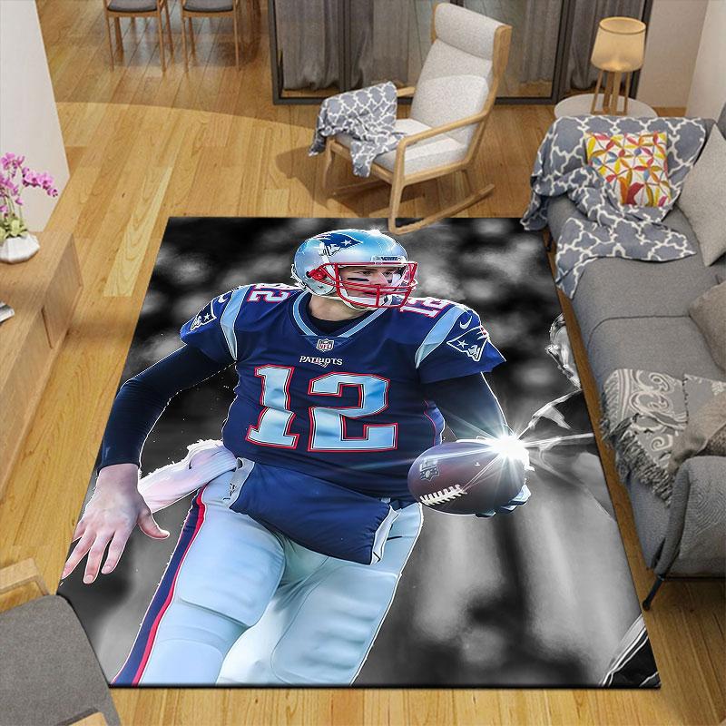 Brady Flannel Printed Carpet, Home Sofa Decoration for Living Room & Bedroom, Non‑Slip Play Flannel Floor Mat for Game Room