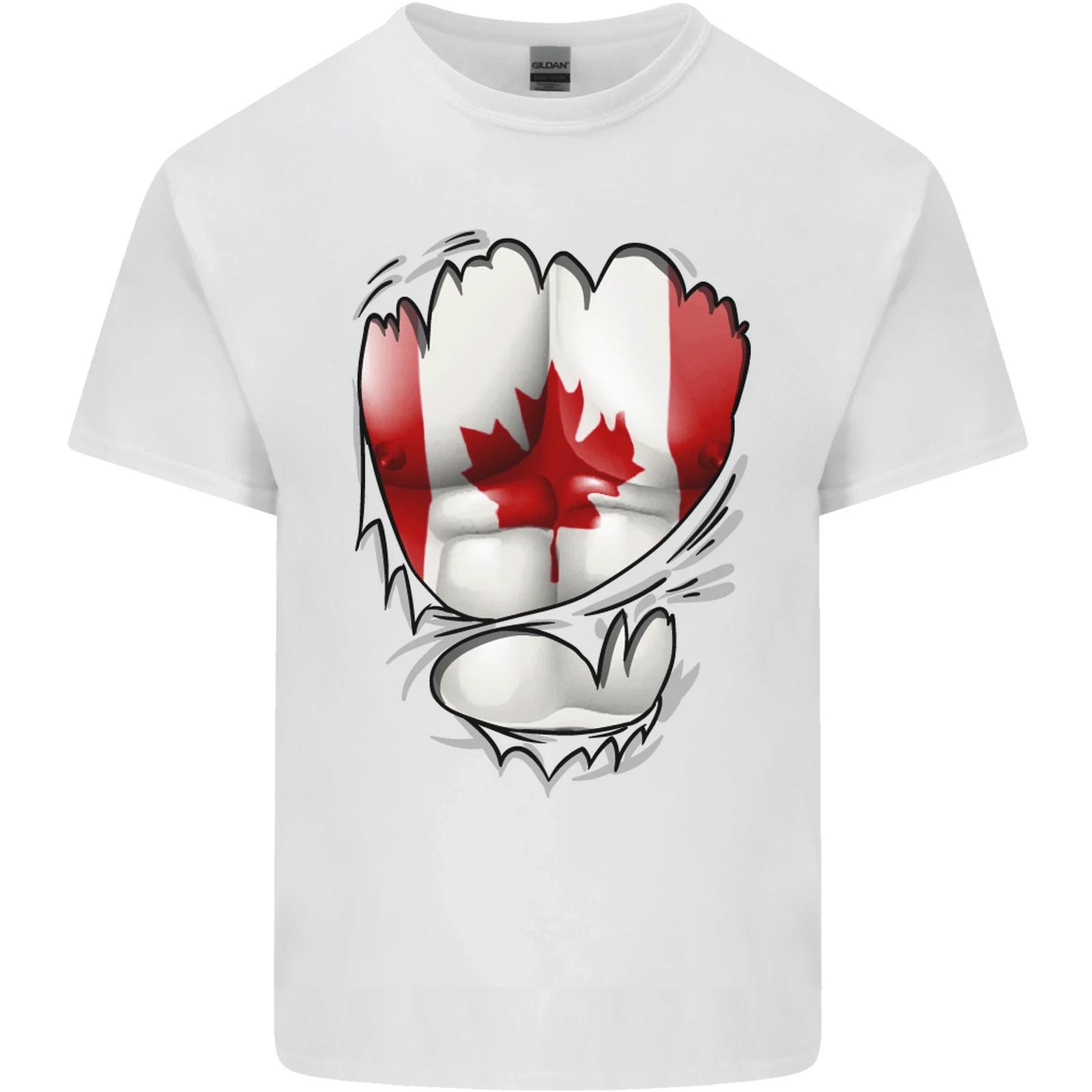 Gym Canadian Maple Leaf Flag Muscles Canada Kids T-Shirt Childrens L