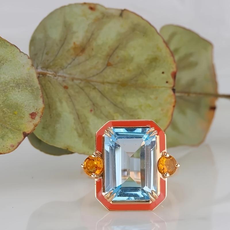 Fashion Elegant Boho Square Cubic Zirconia Ring For Women Perfect For Daily Wear Weddings Parties Gifts