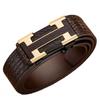 High-End Men's Genuine Leather Belt with Automatic Buckle - No-Tooth Design for Casual and Business Wear