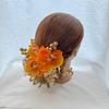 Orange Phalaenopsis Orchid Hair Dried for and Perfect for and Hani. Ornament, Flower, Kimono, Coming-of-Age Ceremonies, Graduations, Weddings, Bridal,