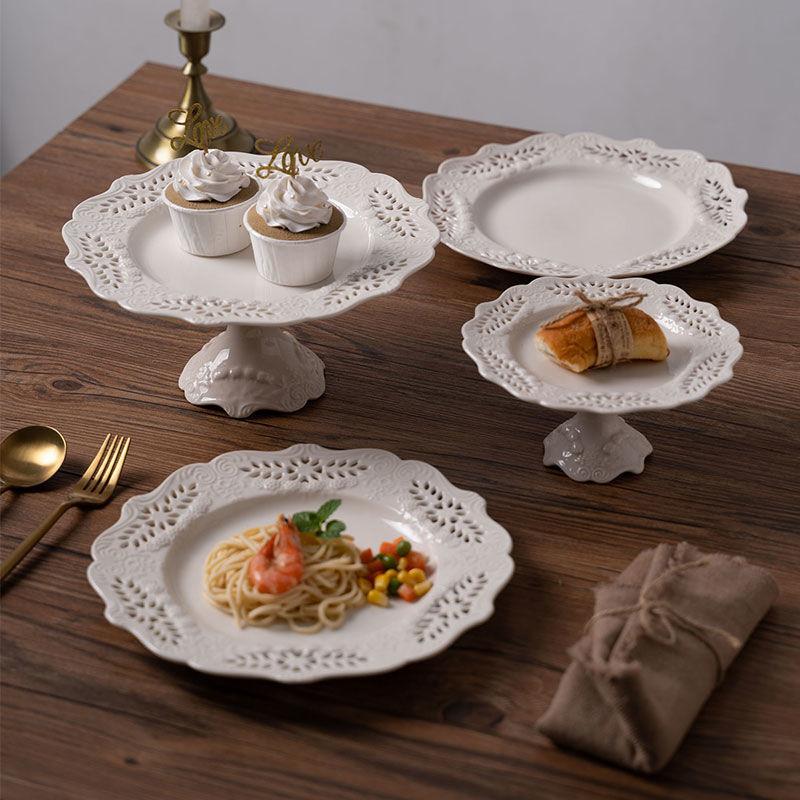 Europäischer Tortenständer aus Keramik für Hochzeiten, Partys, Desserts, Süßigkeiten, Obstteller, Kuchen, Selbsthilfe-Display, Heimtisch, Salat, Pastateller