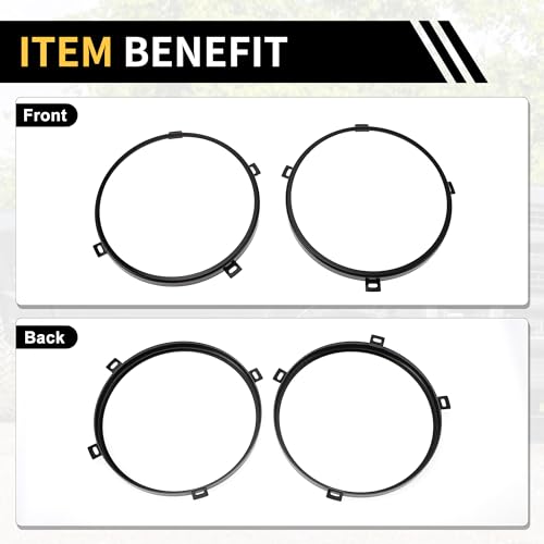 REPAIROCK Compatible with Jeep Wrangler JK 2007-2017, 1 Pair of 7-inch Round Headlight Metal Rings (Left and Right)