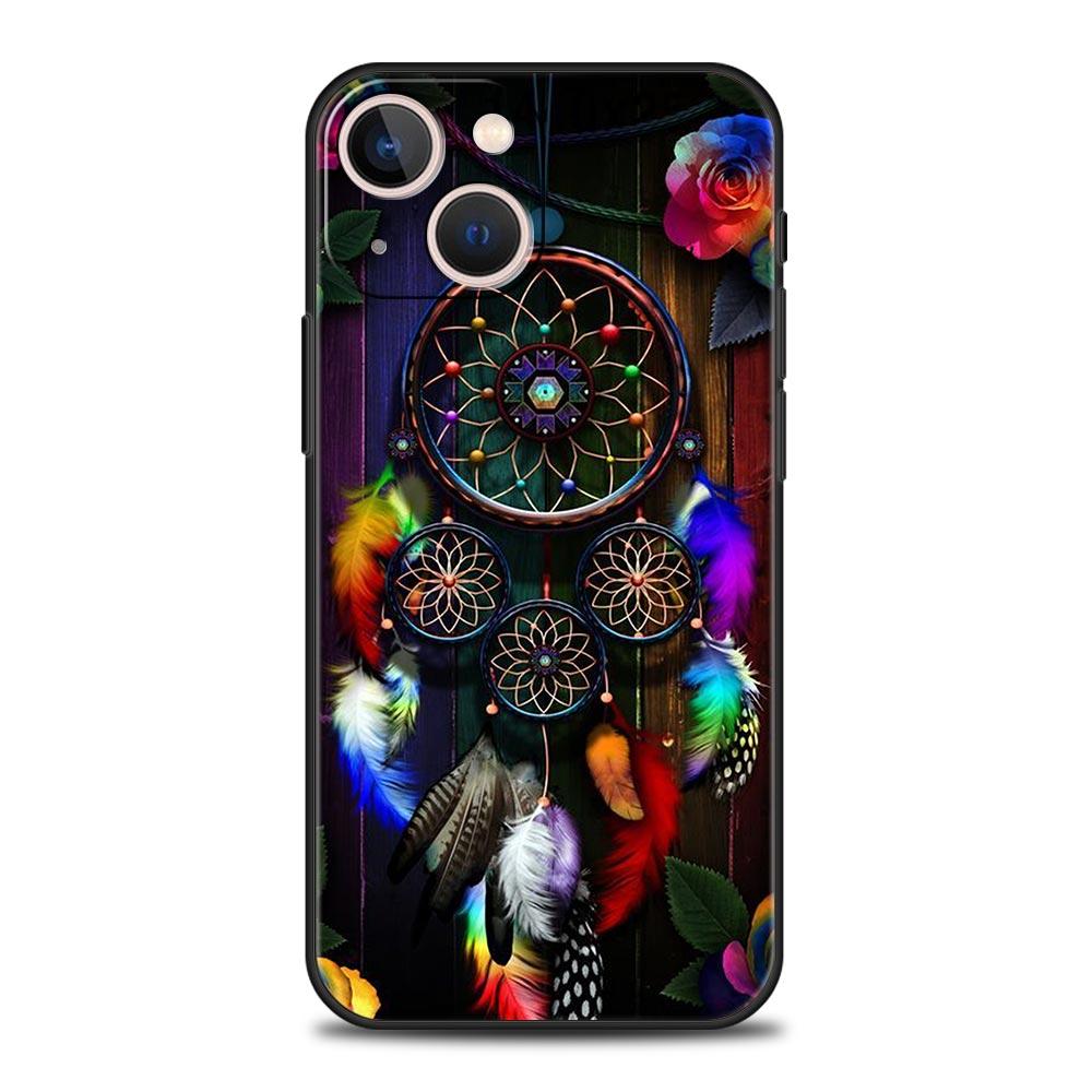 Cute Mandala Dreamcatcher Phone Case For iPhone 17 16 15 Pro Max 11 12 13 14 7 8 Plus SE 2020 X XR XS Cover Soft Black