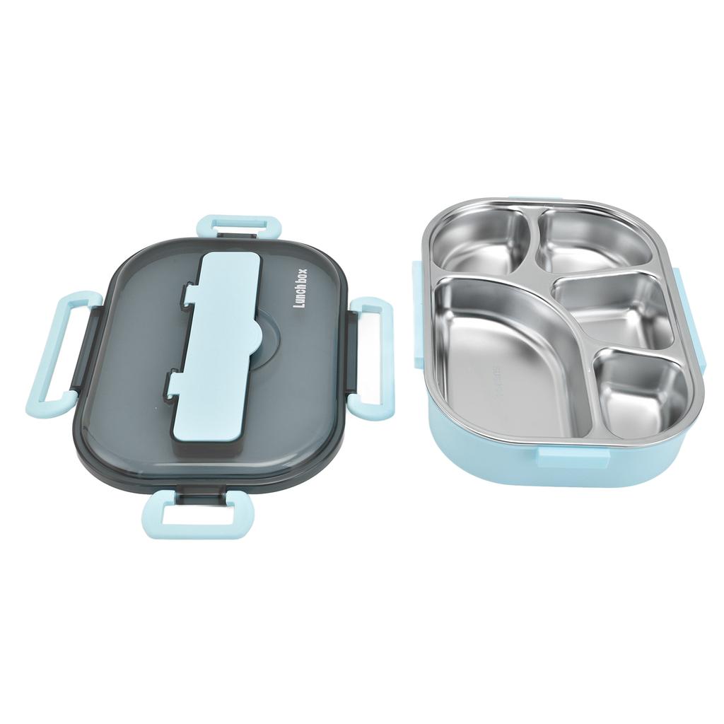 1.3L Thermal Lunch Box Stainless Steel 5 Compartments Lunchbox with Chopsticks Spoon for School