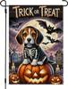 Halloween Beagle Dog Trick or Treat Garden Ags 12x18 Inch Double Sided, Burlap Outdoor Holiday Farmhouse Garden Ag Hallo