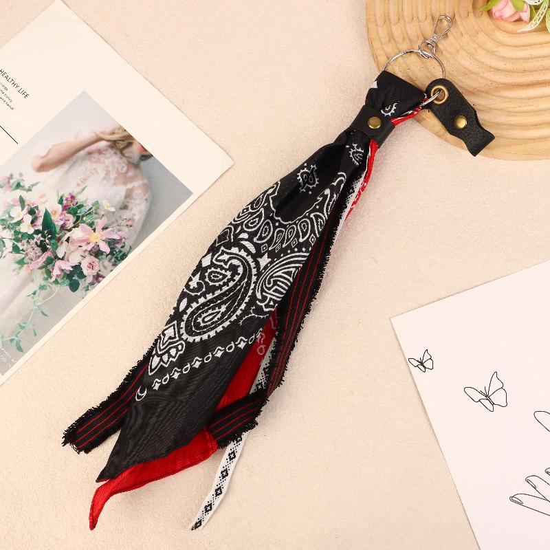 Punk Rock Bandana Biker, Motorcycle Handlebar Hanging Kerchief, Universal Hip Hop Ribbon Decoration красный