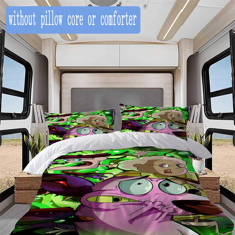 Courage the Cowardly Dog Pattern Bedding,Quilt Set Quilt Cover Pillowcase Home Birthday Gift (1*duvet Cover+2*pillowcase,without core)SSJT0917204