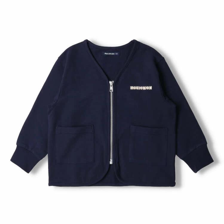 [Kinderkleidung] Moujonjon (Moujon John) Strickjacke mit Reißverschluss vorne und Stickerei 90cm-140cm M50401