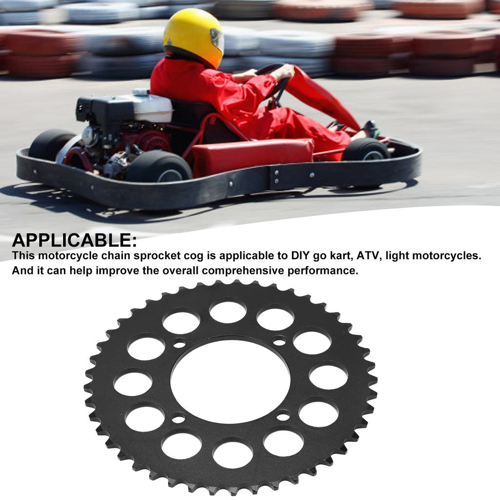 420 45T Motorcycle Rear Sprocket Steel Black 12 Round Holes Chain Sprocket Cog for Karts ATV