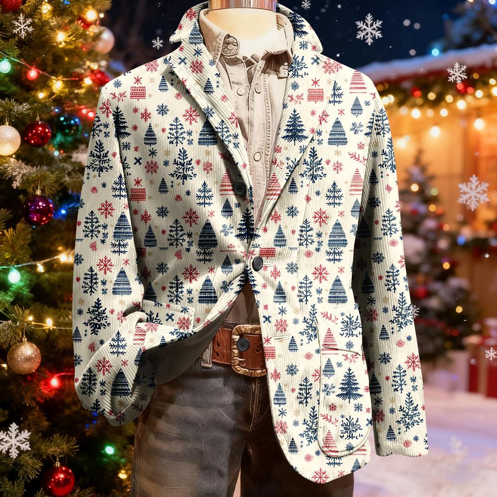Herren Hässlicher Weihnachten Kord Warmtaschen Anzugjacke Strickjacke Herren Freizeitanzug