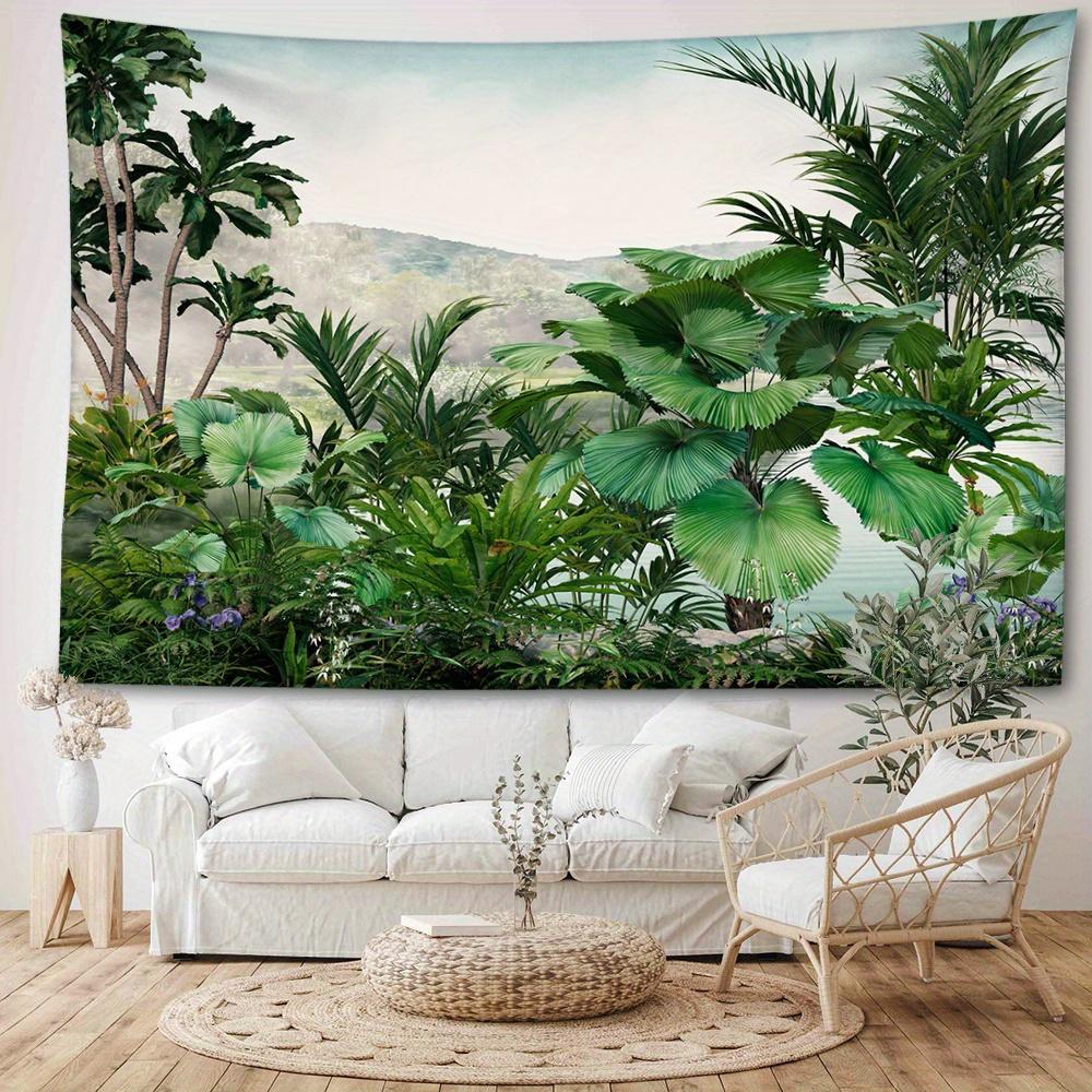 Tropical Rainforest Banana Tree Tapestry, 126x71inch, Polyester Woven Wall Hanging, Soft and Flat Fabric, Natural Style Room Decor for Bedroom and Liv