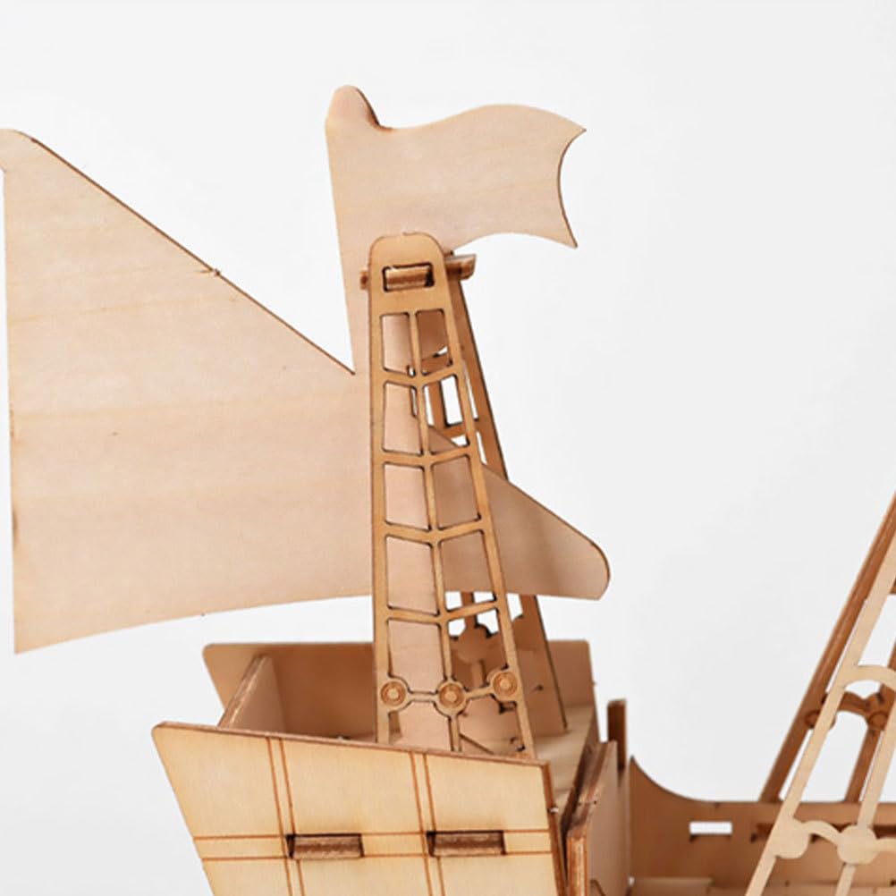 Totority 3D Wooden Puzzle Train Craft 3D Puzzle Assembly Educational Brain Gift for Boys and Girls 3-Piece Set Car, Boat, - Kit, Toy, Paintable,