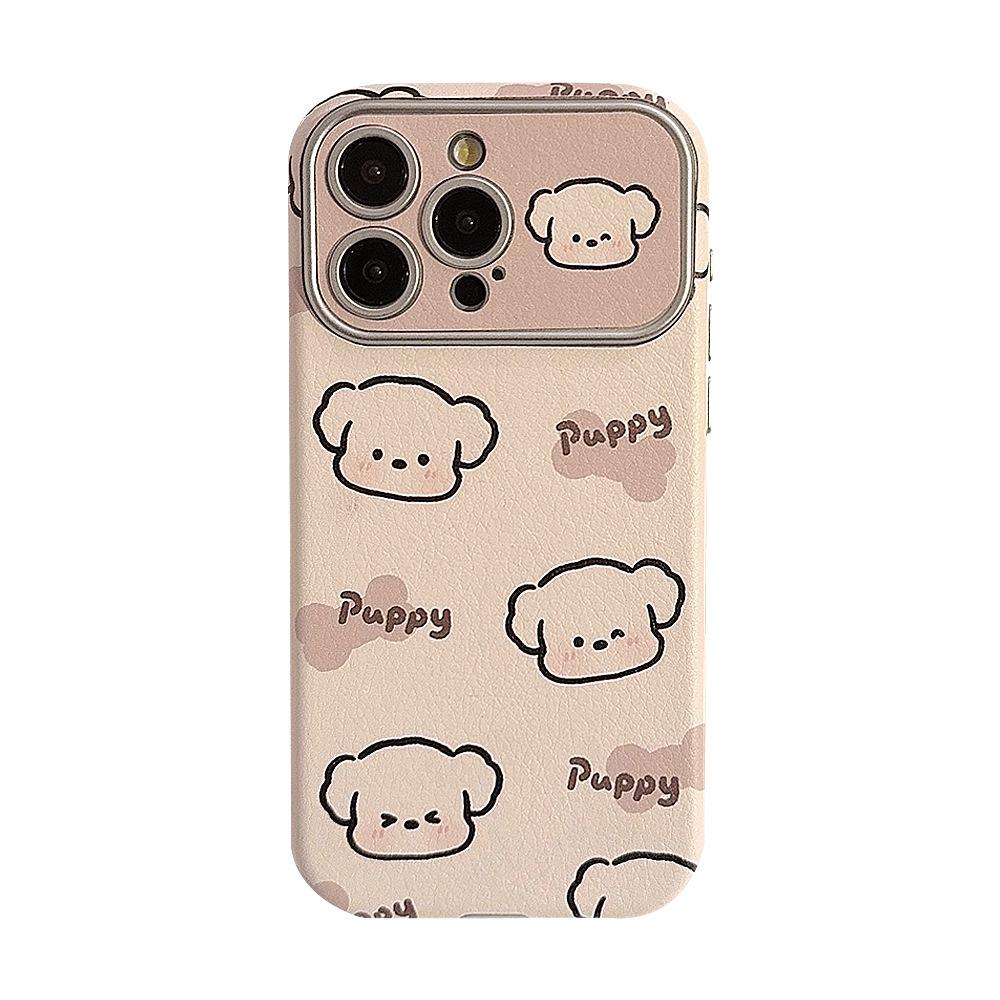 Cream Cute Puppy for IPhone16 for Apple 15 Mobile Phone Case 17promax Leather