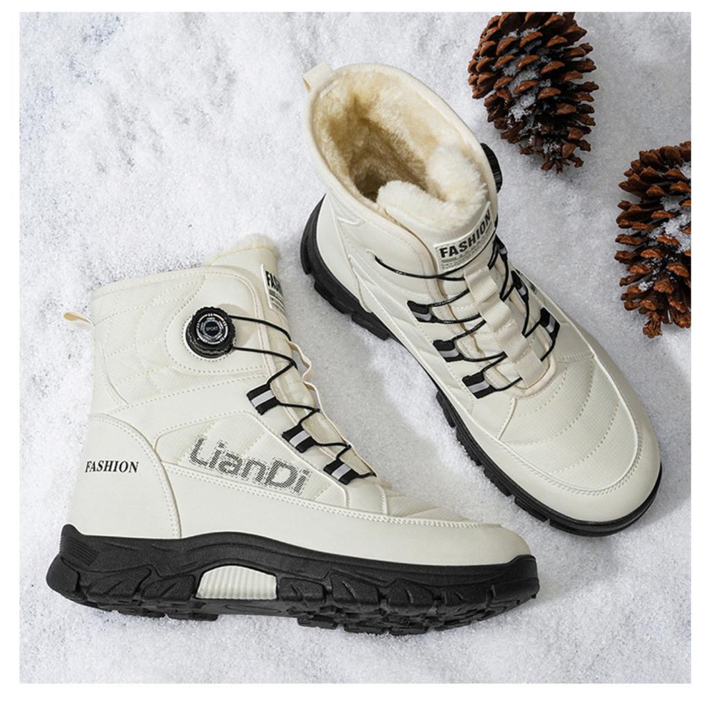 Thick Soled Shoes, Snow Boots, Plush, Thickened, Warm Shoes, Cotton Boots, Swivel Buckles, Breathable Men's Shoes