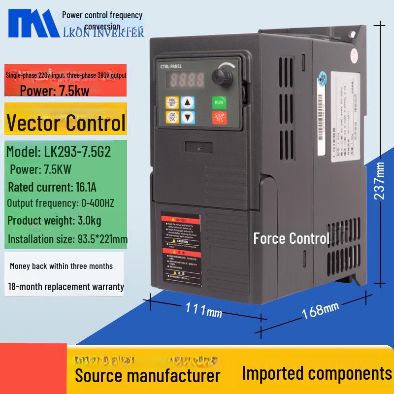 Power Control Inverter for Three-Phase Motors (1.5kW-7.5kW, 380V To 220V Speed Regulator)