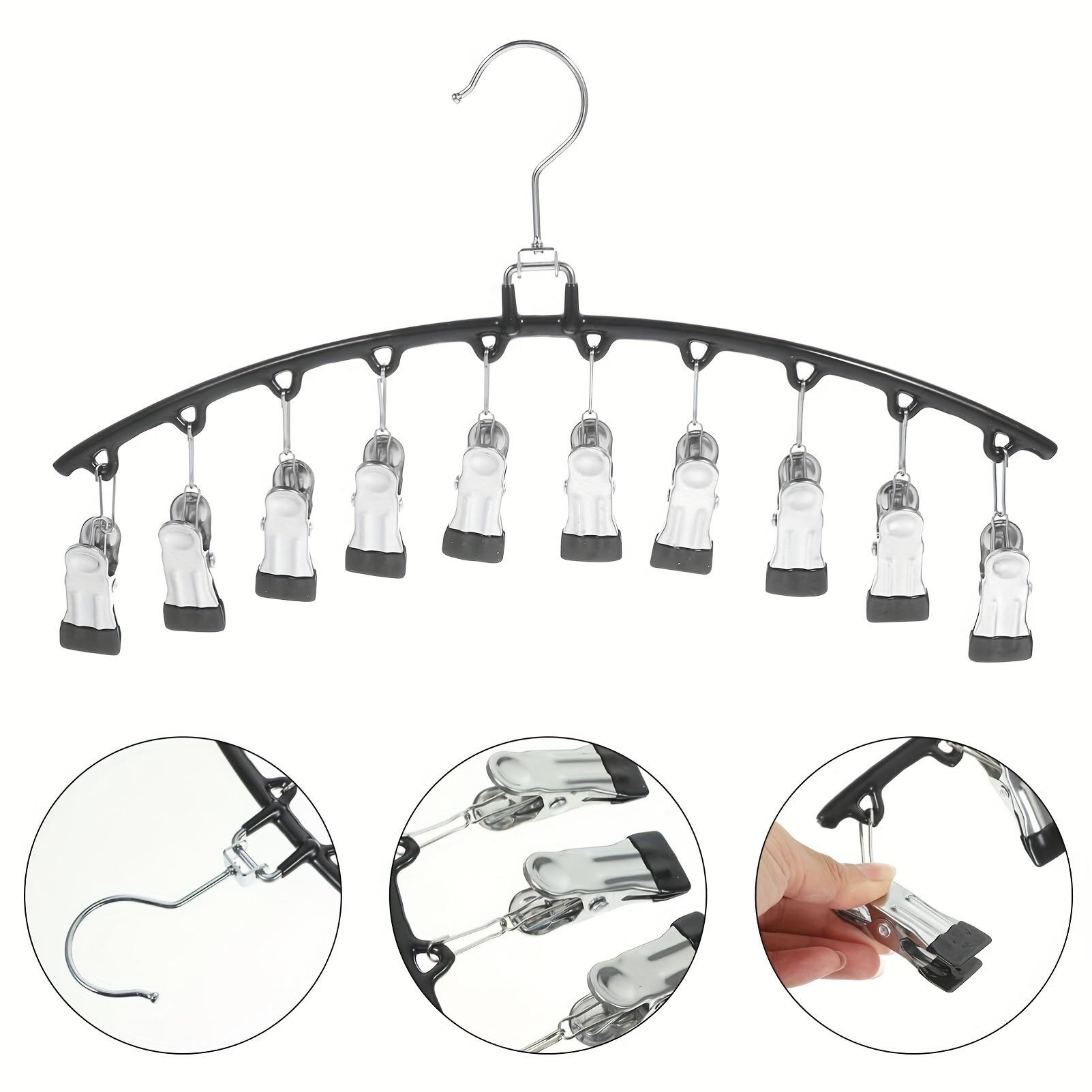 

Прочная металлическая вешалка с 10 зажимами для джинсов, леггинсов, шляп — идеально подходит для дома, общежития и путешествий