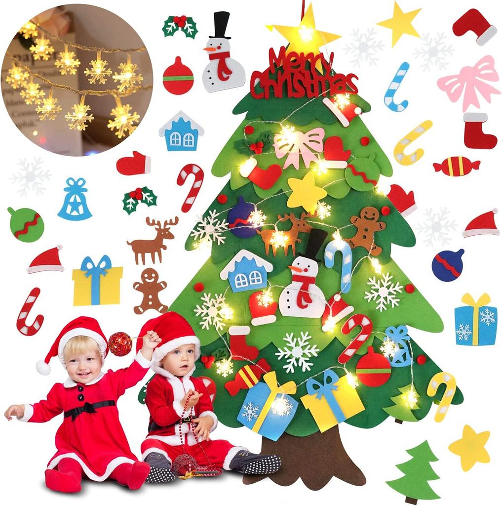 DIY Felt Christmas Tree Set 32 pcs Detachable Ornaments Interactive Felt Christmas Tree