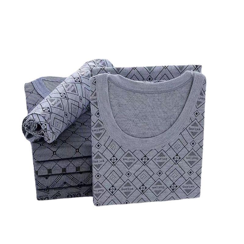 Men's Plus Size Autumn Pure Cotton Thermal Underwear - Middle-Aged and Elderly