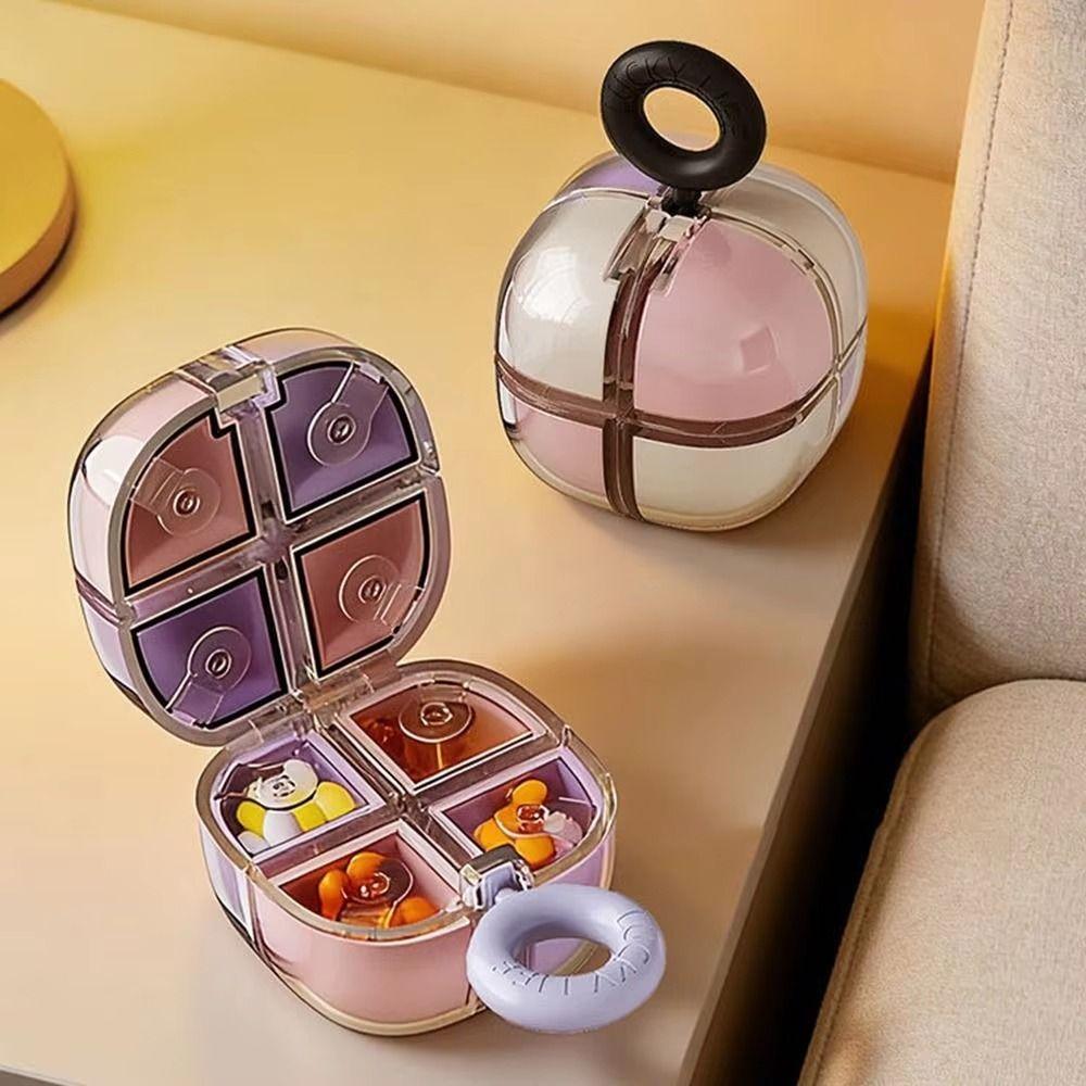 Sealed Magnetic Cube Pill Organizer Magnetic Mini Pill Case Tablet Container  Weekly Use