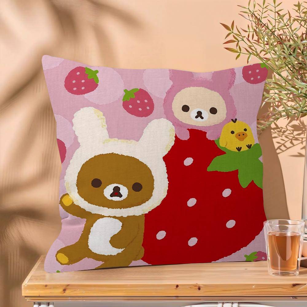 

Cute Cartoon Anime RRilakkuma Pillow Cushion Cover Pillowcase Living Room Sofa Home Decor Customized 30x30 cm
