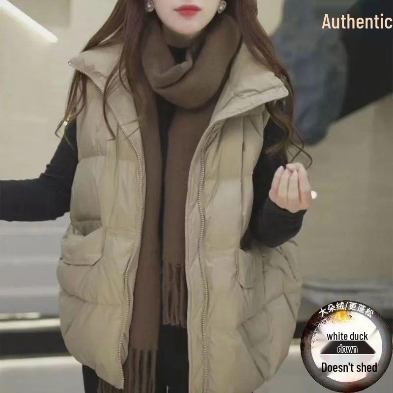 

Женский модный пуховый жилет со стойкой (2025) - Короткая, свободная, безрукавная верхняя одежда S (90-115 lbs)