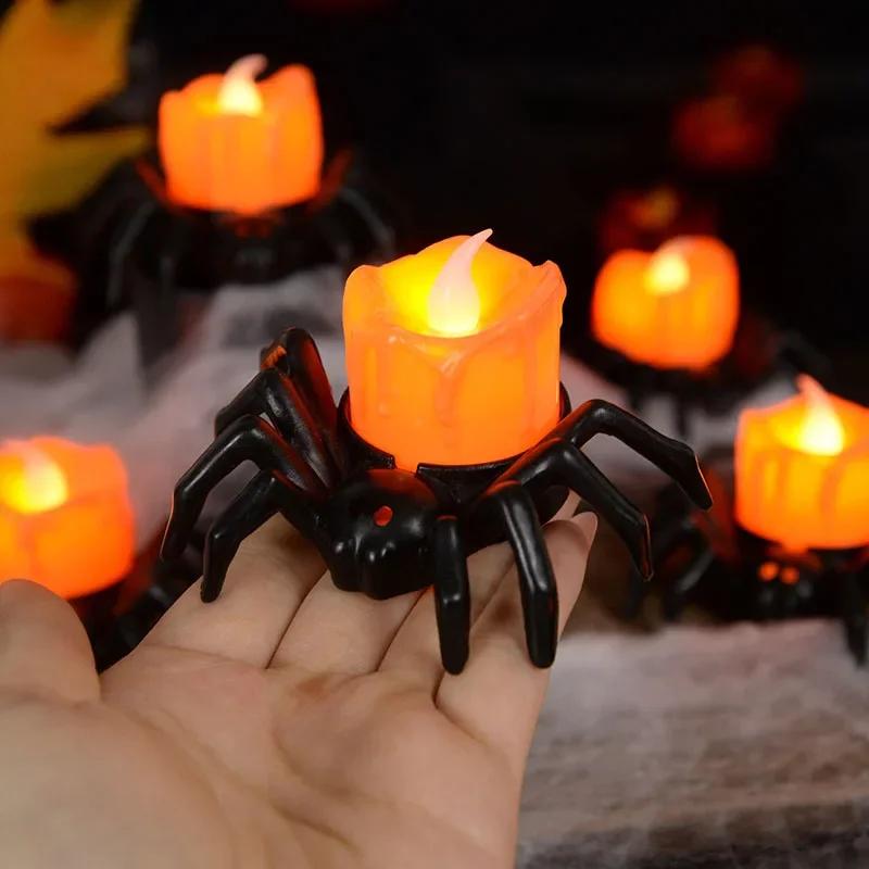 

5/3/1Pcs Halloween Decorations LED Candle Light Plastic Spider Pumpkin Lamp for Home Bar Haunted House Halloween Party Decor 1PC
