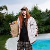 Mens Striped Color Block Outdoor Padded Jacket Warm Hooded Fake Two Piece Coat