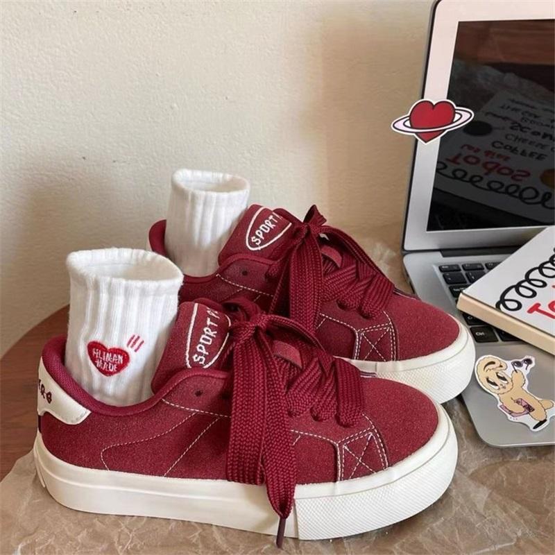 Women's Low Top Canvas Sneakers Lace Up Platform Casual Shoes