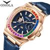 ONOLA 3855CH Luxury Watch Luminous Hands Charm Men's Mechanical Cheap Price Fashion Leather Band Automatic Male Watches