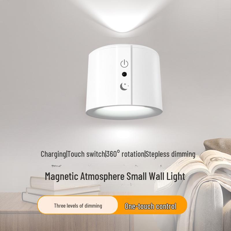 Portable LED Magnetic Wall Lamp – Easy Install, Adjustable Spotlight, Minimalist Design for Ambience and Reading.
