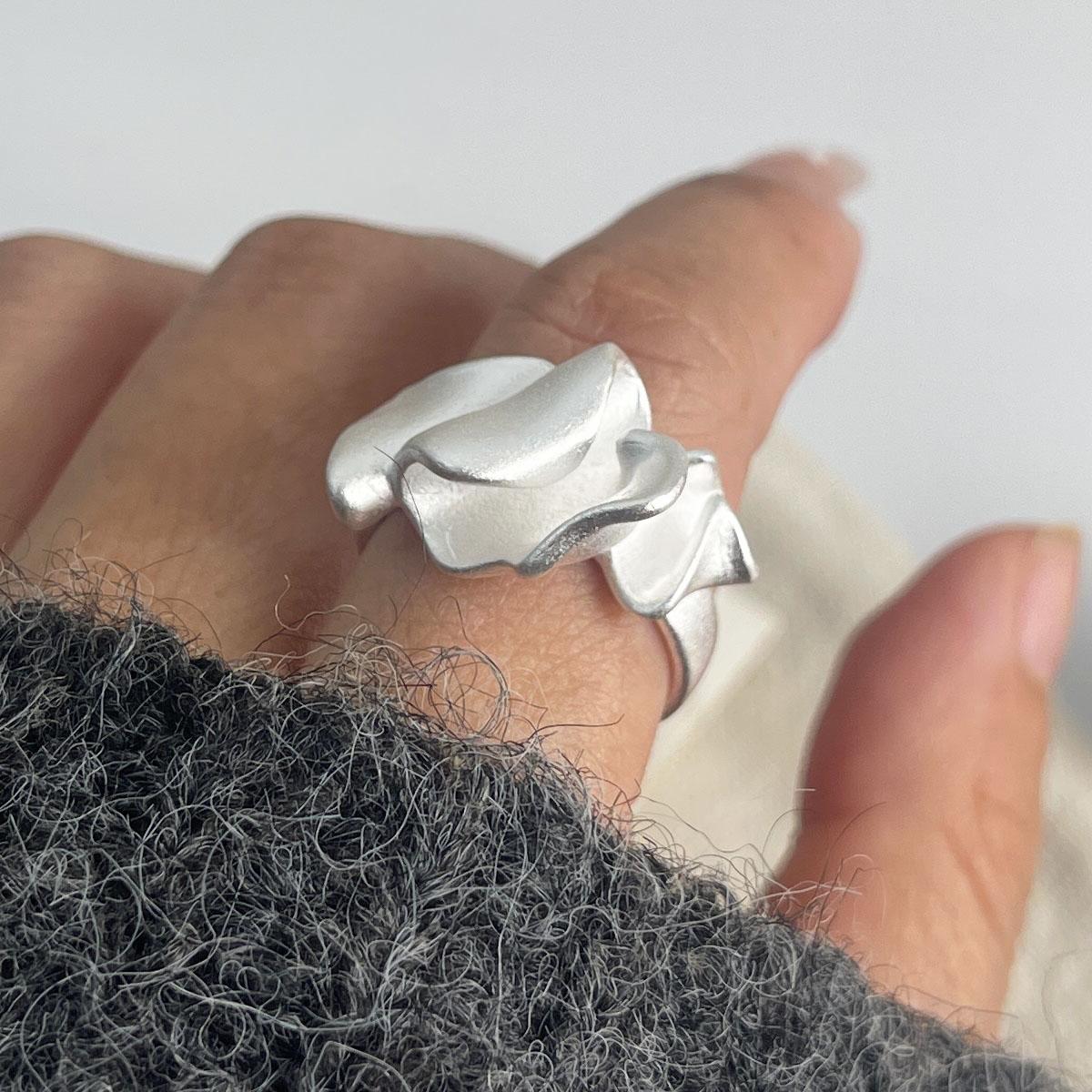 

925 Sterling Silver Rings For Women Geometric Fine Jewelry Finger Adjustable Simple Flash Shape Ring For Party Birthday Gift resizable