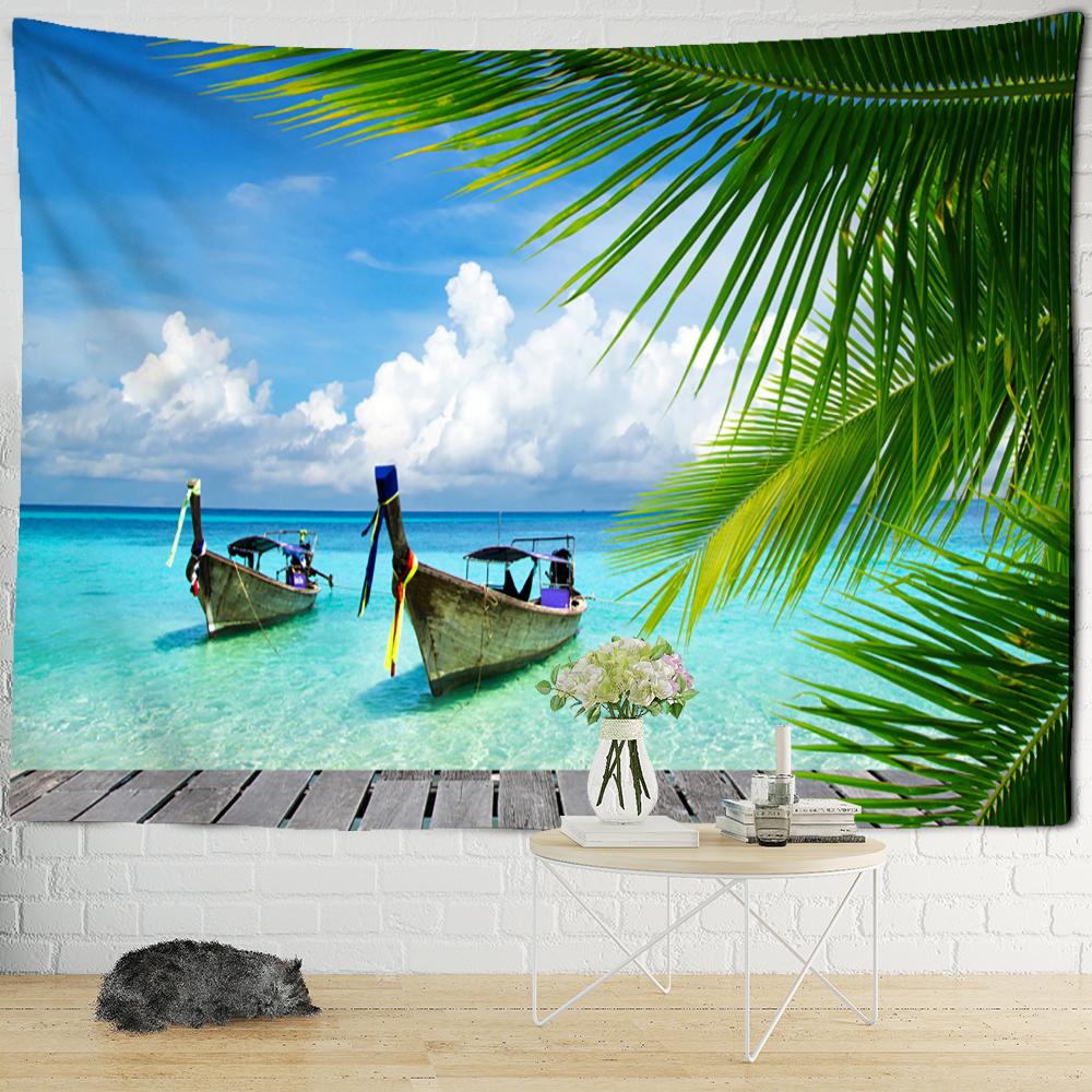 Peisaj Plaja Fereastra Pictura Tapiserie Agatator 3D Imprimare Boho Tropical Hippie Tapiz Home Decor