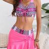 Two Piece Swimsuit for Women with Printed Top and Ruched Skirt Set for Swimming Beach Pool Vacation Wear