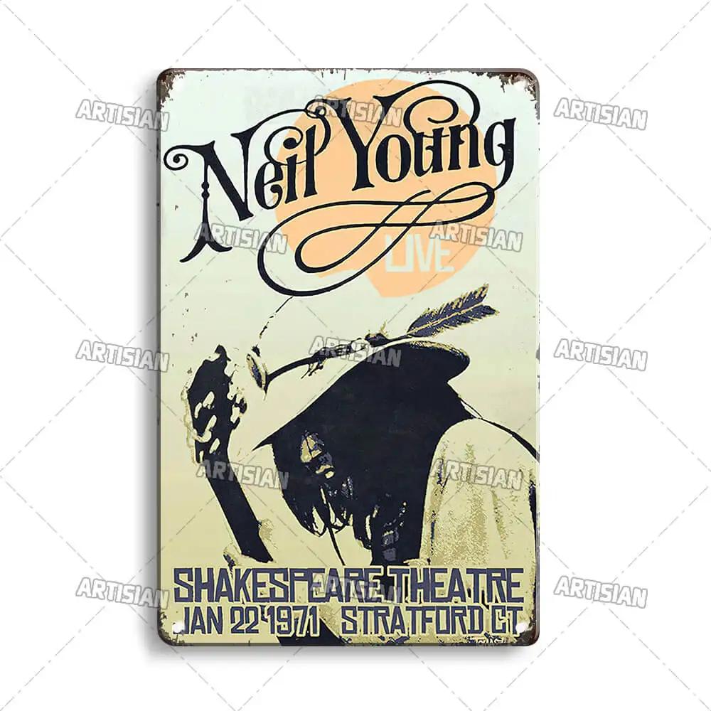 ARTISIAN Classic Rock Music Metal Tin Sign Home Bar Wall Decorative Weathered Metal Plaque Cafe Metal Sign Art Industrial Decor