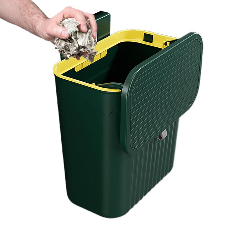 Hang Trash Can Kitchen Garbage Container Garbage Bin Trash Container With Lid Kitchen Accessories No Drilling Trash Container