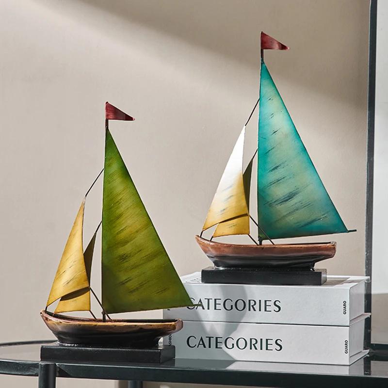 Creative Sailing Model Figurines Living Room TV Cabinet Wine Cabinet Office Table Miniatures Luxury High-end Decor Statua FYFM