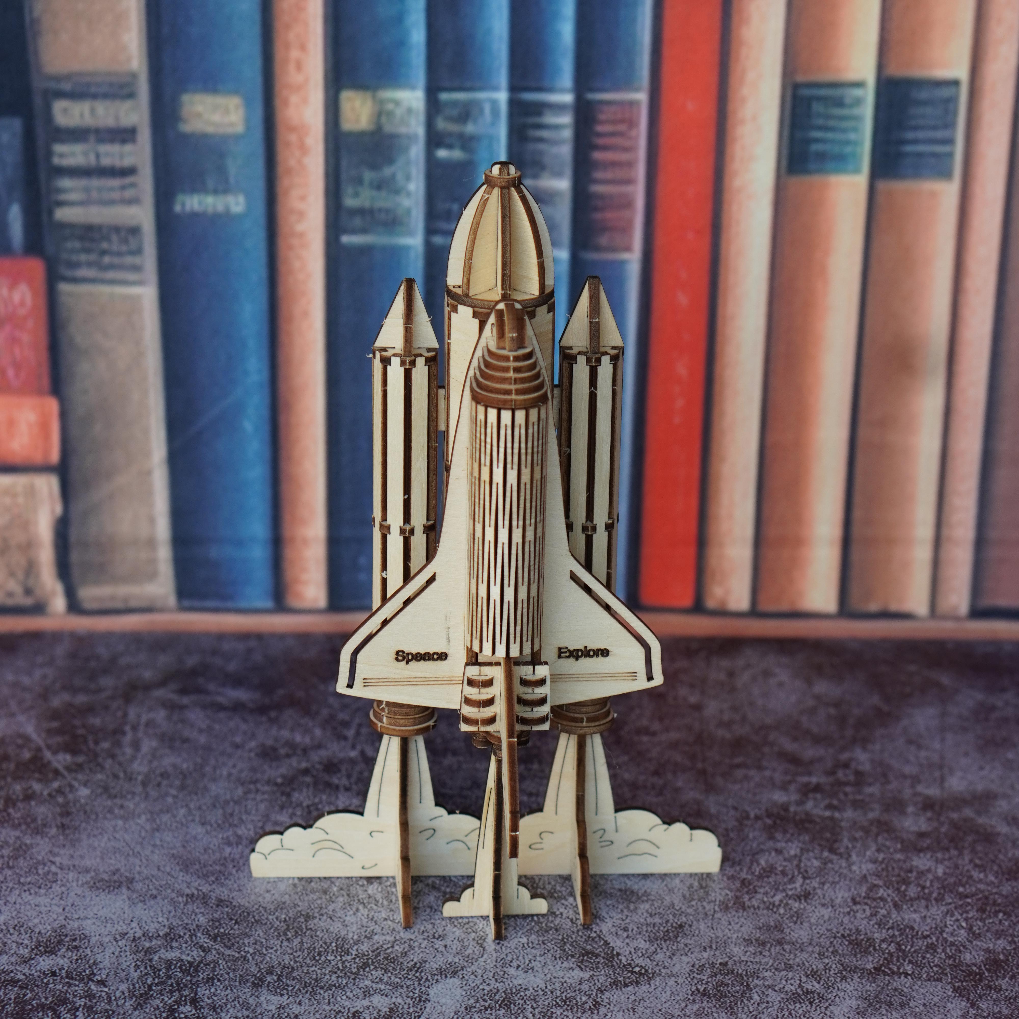 3D wooden puzzle for adults airplane model rocket building block toy kit, handmade DIY assembly model