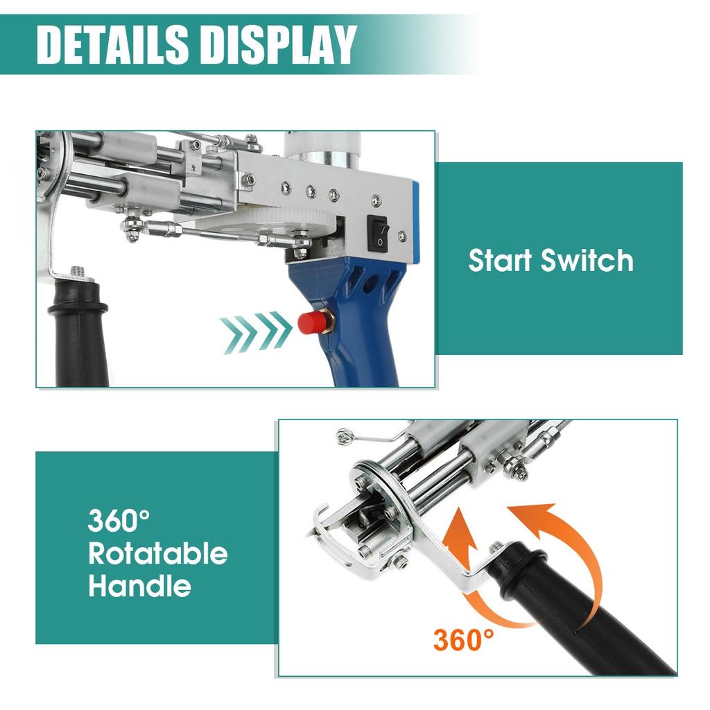 Electric Carpet Tufting Guns Loop Pile Cut Pile Carpet Weaving Flocking Machines Free Shipping DIY Hand Tools 2-in -1