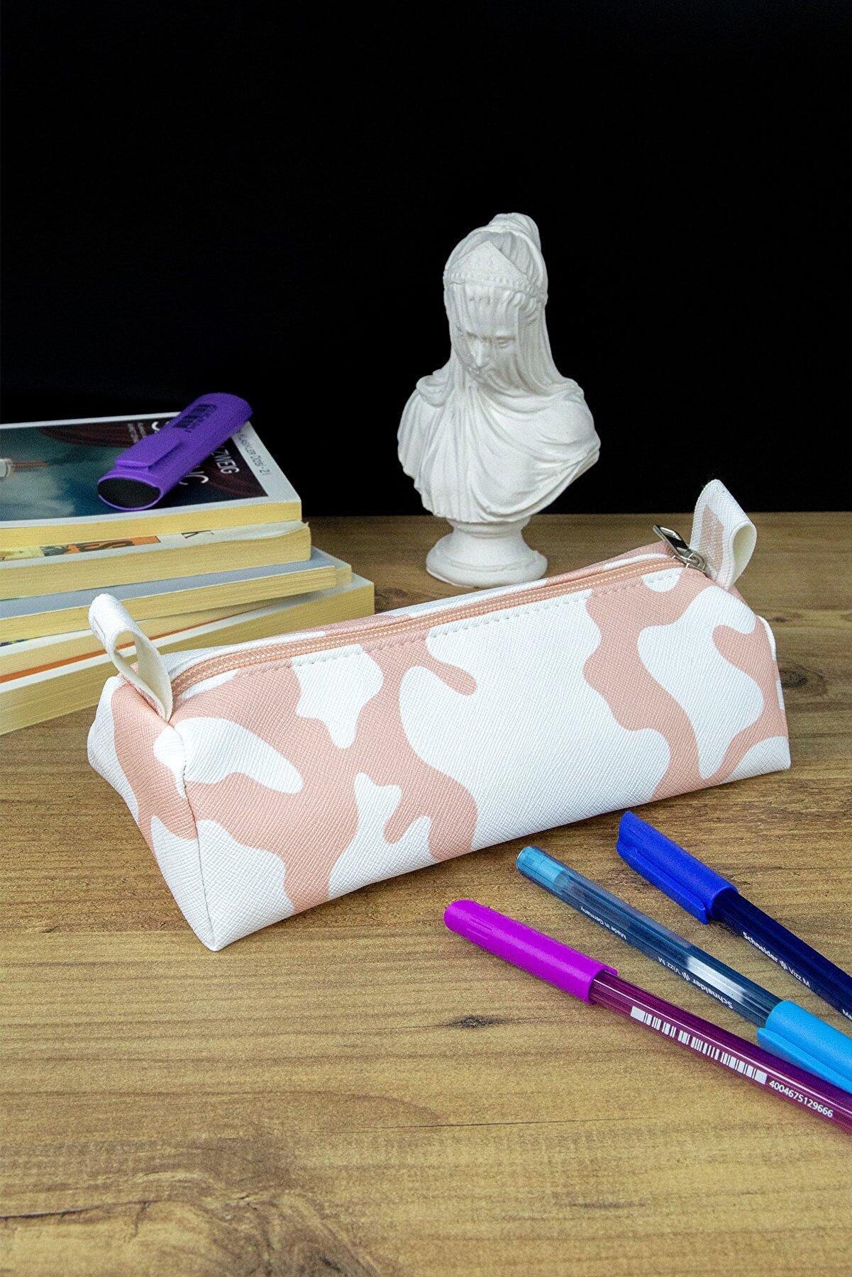 

Пенал пастельных тонов веганская кожа (Подставка для ручек и косметичка)