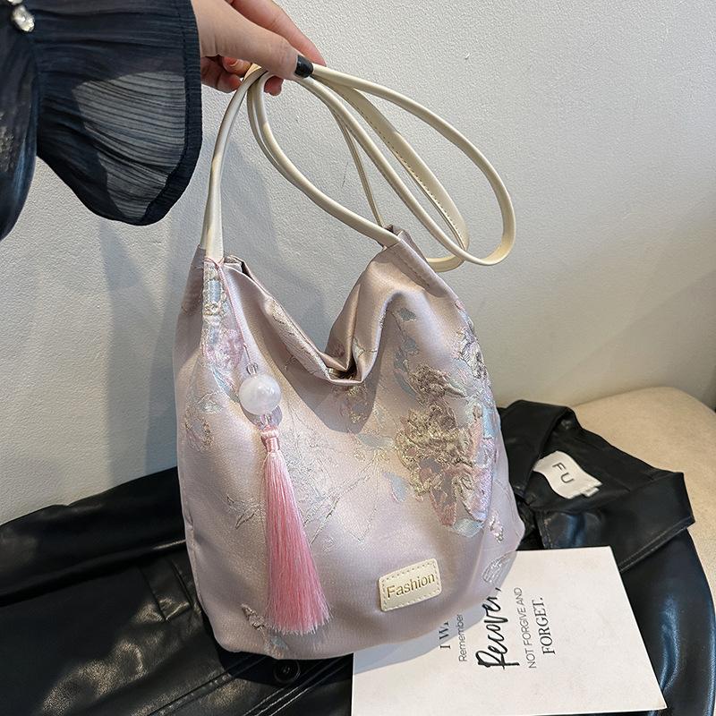 

Новая модная сумка большой емкости в китайском стиле для женщин, новая модная сумка-ведро на одно плечо для работы и учебы