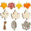 20PCS Unfinished Wood Cutouts Maple Leaves Wooden Crafts Fall Leaves Shape Crafts Autumn Leaf for DIY Craft Tags Thanksgiving